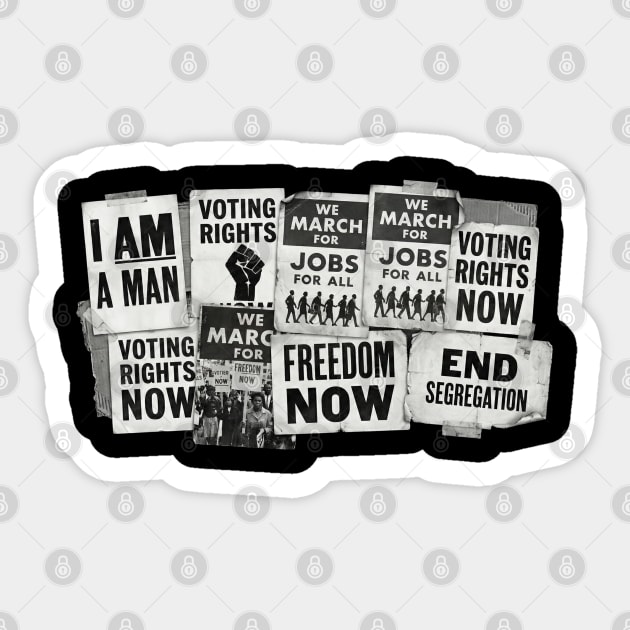 Civil Rights Protest Signs – I Am A Man & Freedom Now Collage Sticker by UrbanLifeApparel